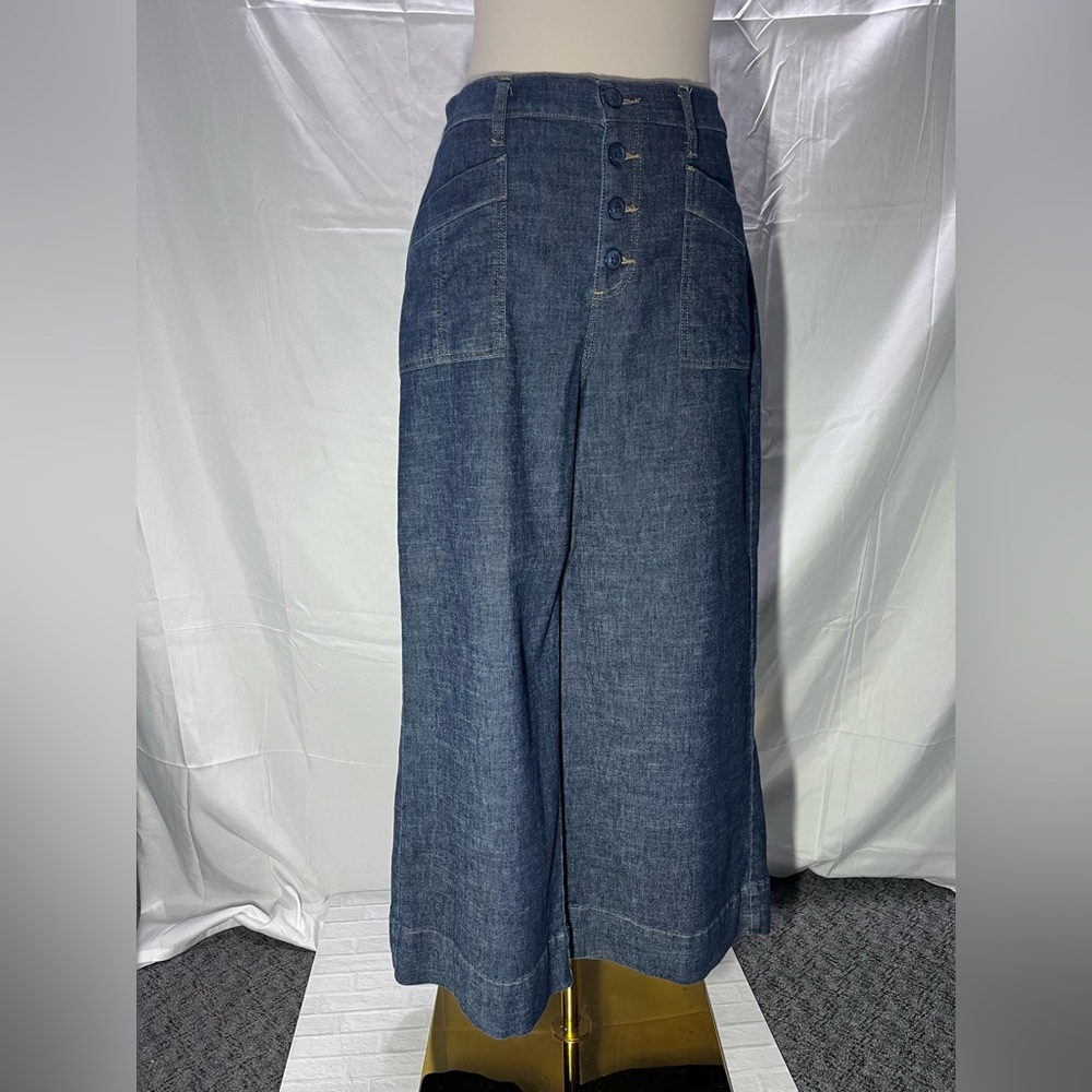 Evereve Blue Denim Button-Front Jeans
